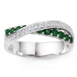 2/5 CT EMERALD & DIAMOND 925 STERLING SILVER RING wholesalekings wholesale silver jewelry