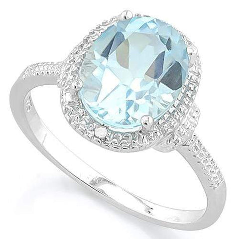 3 1/2 CT BABY SWISS BLUE TOPAZ & DIAMOND 925 STERLING SILVER RING - Wholesalekings.com