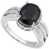 3 1/2 CT BLACK SAPPHIRE & DIAMOND 925 STERLING SILVER RING - Wholesalekings.com
