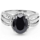 3 1/2 CT BLACK SAPPHIRE & DIAMOND 925 STERLING SILVER RING - Wholesalekings.com