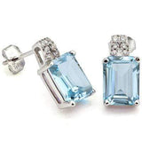 3 2/3 CARAT BABY SWISS BLUE TOPAZ & CREATED DIAMOND 925 STERLING SILVER EARRINGS - Wholesalekings.com