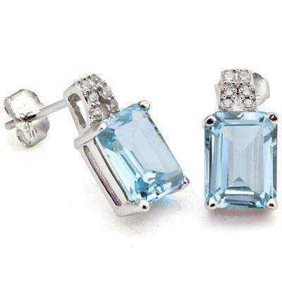 3 2/3 CARAT BABY SWISS BLUE TOPAZ & CREATED DIAMOND 925 STERLING SILVER EARRINGS - Wholesalekings.com