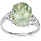 3.21 CT GREEN AMETHYST & DIAMOND 925 STERLING SILVER RING wholesalekings wholesale silver jewelry