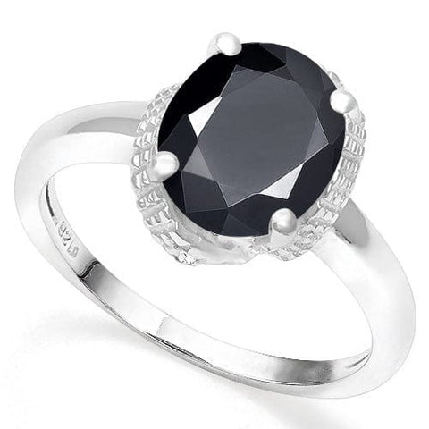 3.42 CT GENUINE BLACK SAPPHIRE & DIAMOND 925 STERLING SILVER COCKTAIL RING wholesalekings wholesale silver jewelry