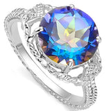 3.51 CT BLUE MYSTIC GEMSTONE & DIAMOND 925 STERLING SILVER RING wholesalekings wholesale silver jewelry