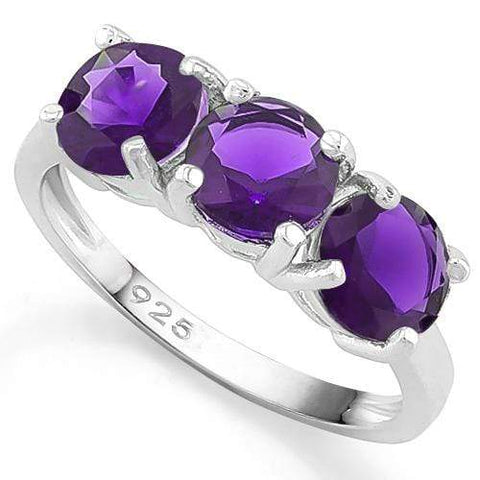 3 CARAT CREATED AMETHYST   925 STERLING SILVER RING - Wholesalekings.com