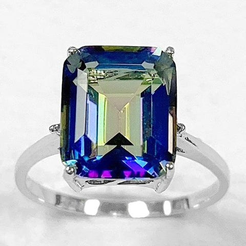 4.00 CT BLUE MYSTIC GEMSTONE & DIAMOND 925 STERLING SILVER RING wholesalekings wholesale silver jewelry
