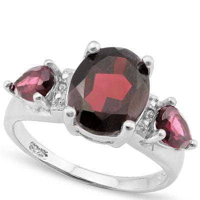 4.54 CT GARNET & DIAMOND 925 STERLING SILVER RING - Wholesalekings.com