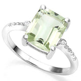 4.81 CT GREEN AMETHSY & DIAMOND 925 STERLING SILVER RING wholesalekings wholesale silver jewelry