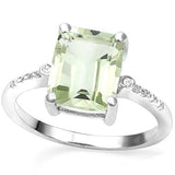 4.81 CT GREEN AMETHSY & DIAMOND 925 STERLING SILVER RING wholesalekings wholesale silver jewelry