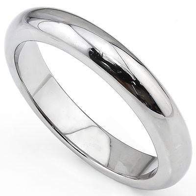 4mm Wide Domed White Tungsten Carbide Ring - Wholesalekings.com