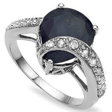 5.08 CARAT TW  GENUINE DIAMOND & GENUINE BLACK SAPPHIRE 0.925 STERLING SILVER RING - Wholesalekings.com