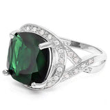 5.50 CT CREATED EMERALD & 2PCS CREATED WHITE SAPPHIRE 925 STERLING SILVER RING - Wholesalekings.com