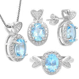 6 1/5 CARAT BABY SWISS BLUE TOPAZ & DIAMOND 925 STERLING SILVER JEWELRY SET - Wholesalekings.com