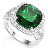 6 2/5 CARAT CREATED EMERALD & 1/2 CARAT CREATED WHITE SAPPHIRE 925 STERLING SILV - Wholesalekings.com