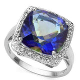 6.84 CT BLUE MYSTIC GEMSTONE & DIAMOND 925 STERLING SILVER RING wholesalekings wholesale silver jewelry