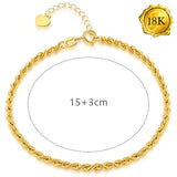 7 INCHES AU750 18KT SOLID YELLOW GOLD ROPE BRACELET wholesalekings wholesale silver jewelry