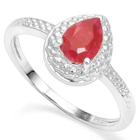 925 STERLING SILVER 0.87 CT ENHANCED GENUINE RUBY & DIAMOND COCKTAIL RING - Wholesalekings.com