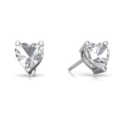 925 Sterling Silver 1.16CT Heart Shape 5MM White Topaz Stud Earrings - Wholesalekings.com