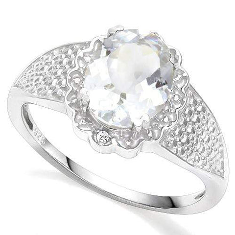 925 STERLING SILVER 1.38 CT AQUAMARINE & DIAMOND COCKTAIL RING - Wholesalekings.com