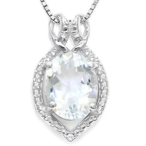 925 STERLING SILVER 1.49 CT AQUAMARINE & DIAMOND PENDANT wholesalekings wholesale silver jewelry