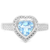 925 STERLING SILVER HS 7MM BLUE TOPAZ & DIAMOND WOMEN RING - Wholesalekings.com