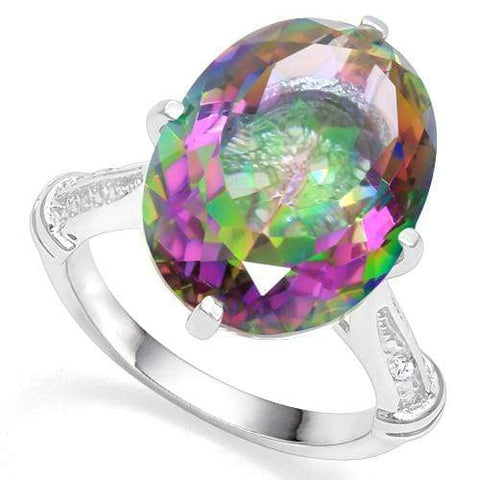 925 STERLING SILVER OV 13*18 MM MYSTIC GEMSTONE WOMEN RING - Wholesalekings.com