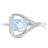925 STERLING SILVER RD 6MM BABY SWISS BLUE TOPAZ & DIAMOND WOMEN RING - Wholesalekings.com