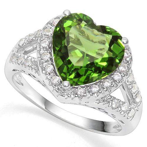 925 STERLING SILVER RING 10 MM HEART CUT CREATED EMERALD WOMEN ENGAGEMENT RING - Wholesalekings.com