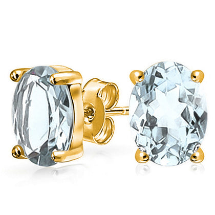 1.33 CT AQUAMARINE 10KT SOLID GOLD EARRINGS STUD - Wholesalekings.com