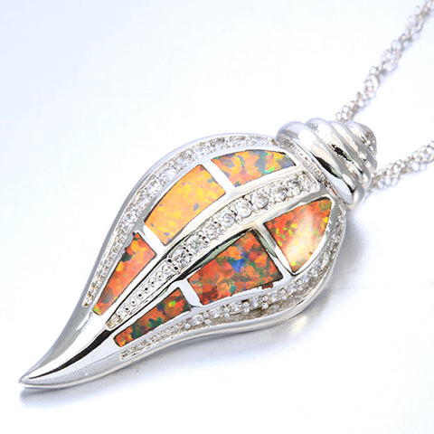 CREATED RED ETHIOPIAN OPAL & CREATED WHITE SAPPHIRE 925 STERLING SILVER PENDANT - Wholesalekings.com