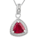 GLAMOROUS ! 1 1/2 CARAT CREATED RUBY & DIAMOND 925 STERLING SILVER PENDANT - Wholesalekings.com