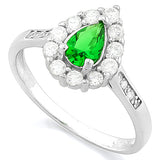 LOVELY ! CREATED EMERALD 925 STERLING SILVER HALO RING - Wholesalekings.com
