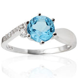 PERFECT 1.65 CT BLUE TOPAZ & 6 PCS CREATED WHITE SAPPHIRE PLATINUM OVER 0.925 ST - Wholesalekings.com