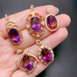 A Dropshipping Multi-Style Crystal Necklace Clavicle Chain Ladies 925 Silver Inlaid Bird's Nest Amethyst Pendant wholesalekings wholesale silver jewelry