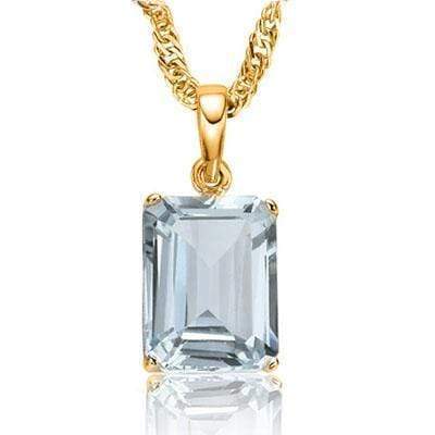 ALLURING 0.55 CARAT TW (1 PC) AQUAMARINE 10K SOLID WHITE GOLD PENDANT - Wholesalekings.com