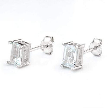 ALLURING ! 1 1/4 CARAT AQUAMARINE 925 STERLING SILVER EARRINGS wholesalekings wholesale silver jewelry