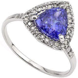 ALLURING 1.51 CT GENUINE TANZANITE & 28 PCS WHITE DIAMOND 10K SOLID WHITE GOLD RING - Wholesalekings.com