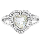 ALLURING !  1 CARAT GREEN AMETHYST &   (54 PCS) FLAWLESS CREATED DIAMOND 925 STERLING SILVER RING - Wholesalekings.com