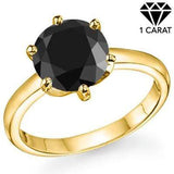 ALLURING ! 1CT ROUND BLACK DIAMOND SOLITAIRE 10KT SOLID GOLD ENGAGEMENT RING - Wholesalekings.com