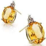 AMAZING 3.15 CT CITRINE & 6 PCS GENUINE DIAMOND 10K SOLID YELLOW GOLD EARRINGS - Wholesalekings.com