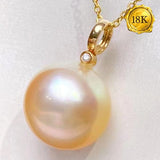 AMAZING ! RARE 9 - 10MM GOLDEN SOUTH SEA PEARL & DIAMOND 18KT SOLID GOLD PENDANT wholesalekings wholesale silver jewelry