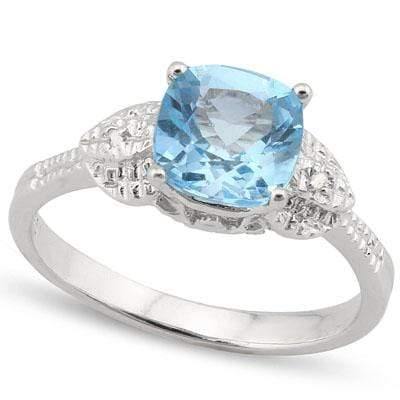 ASTONISHING 1.72 CARAT TW  BLUE TOPAZ & GENUINE DIAMOND PLATINUM OVER 0.925 STERLING SILVER RING - Wholesalekings.com