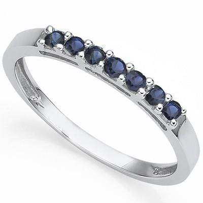 AWESOME 0.35 CT GENUINE SAPPHIRE PLATINUM OVER 0.925 STERLING SILVER RING - Wholesalekings.com