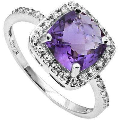 AWESOME 1.78 CARAT TW AMETHYST & CUBIC ZIRCONIA PLATINUM OVER 0.925 STERLING SILVER RING - Wholesalekings.com