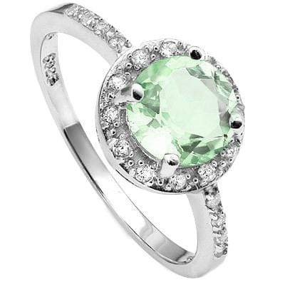 BEAUTEOUS ! 1.27 CT GREEN AMETHYST & 20PCS CREATED DIAMOND 925 STERLING SILVER RING - Wholesalekings.com