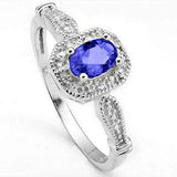 BEAUTIFUL 0.44 CARAT TW GENUINE TANZANITE & GENUINE DIAMOND PLATINUM OVER 0.925 STERLING SILVER RING - Wholesalekings.com