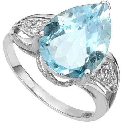 BEAUTIFUL 6.82 CARAT TW (9 PCS) BLUE TOPAZ  GENUINE DIAMOND 10K SOLID WHITE GOLD - Wholesalekings.com