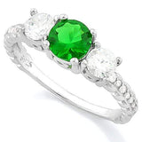 BEAUTIFUL! CREATED EMERALD 925 STERLING SILVER HALO RING - Wholesalekings.com