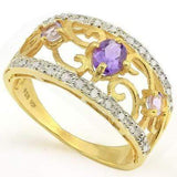 BRILLIANT 0.25 CT AMETHYST & 2 PCS AMETHYST 24 GOLD PLATED RING - Wholesalekings.com